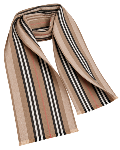 BURBERRYClassic striped double-sided printed wool long scarf