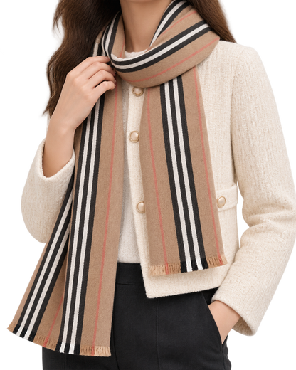 BURBERRYClassic striped double-sided printed wool long scarf