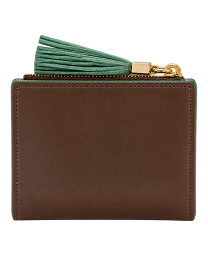 Burnt and Aquamarine Small Leather Wallet