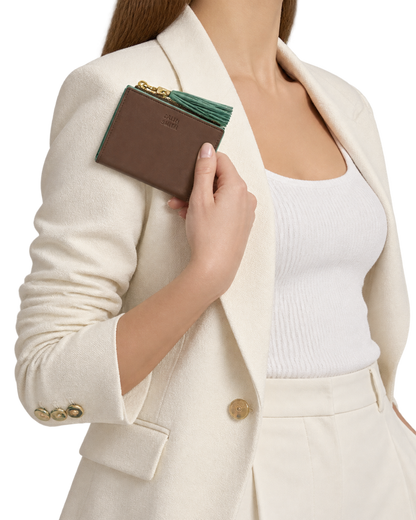 Burnt and Aquamarine Small Leather Wallet