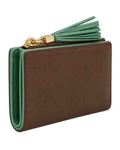 Burnt and Aquamarine Small Leather Wallet