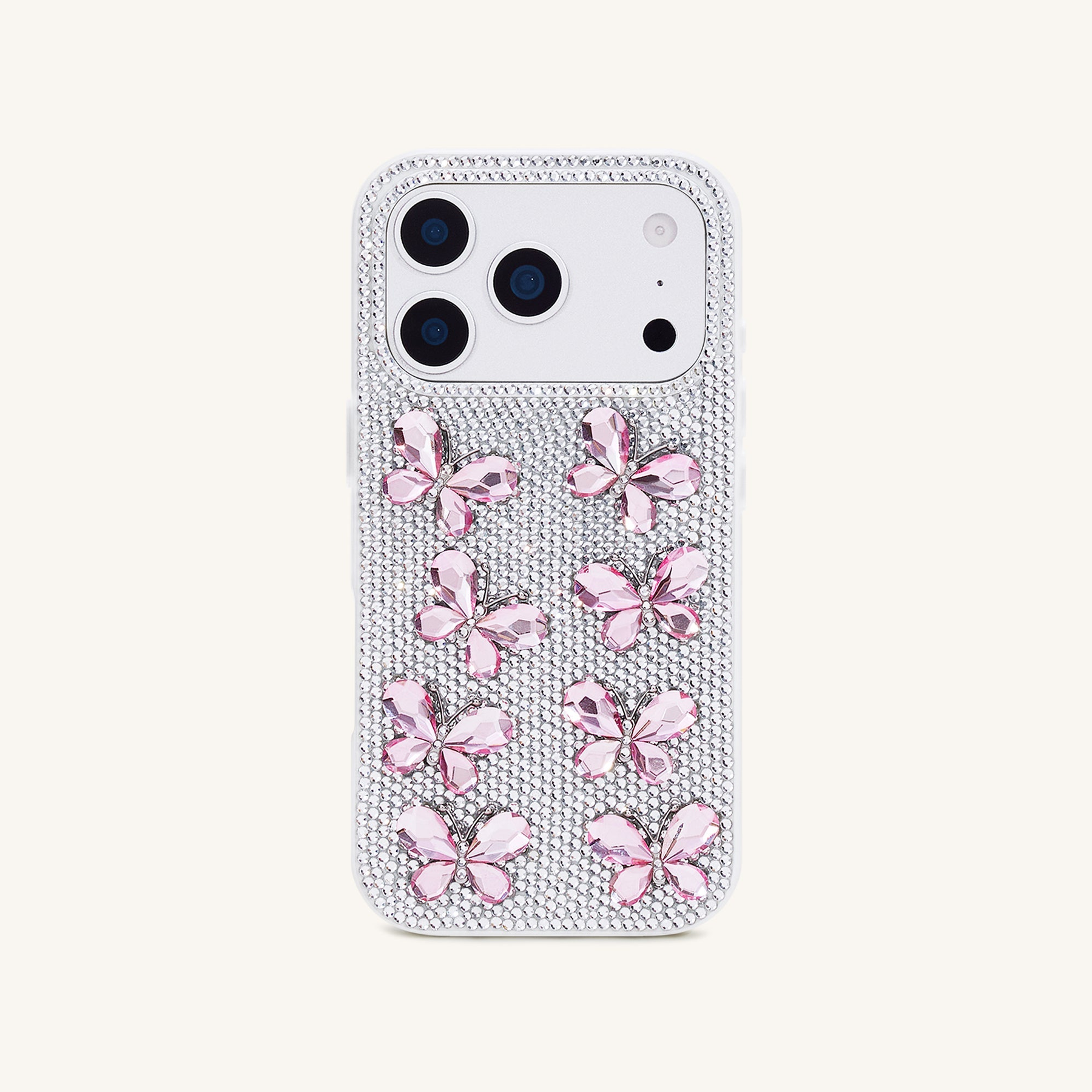 Butterfly Crystal Phone Case - White