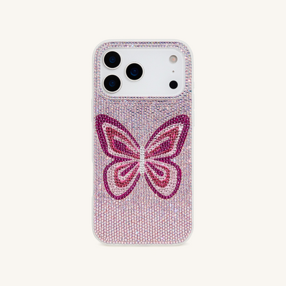 Butterfly Rhinestone Phone Case - Pink