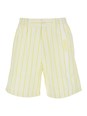Jacquemus ìLe Short Aloe' White Shorts with Logo Lettering on the Front and All-Over Striped Motif in Cotton Man