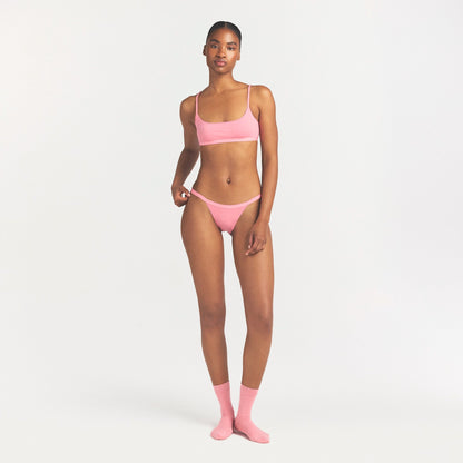 Lightweight Cotton Logo Picot String Bikini