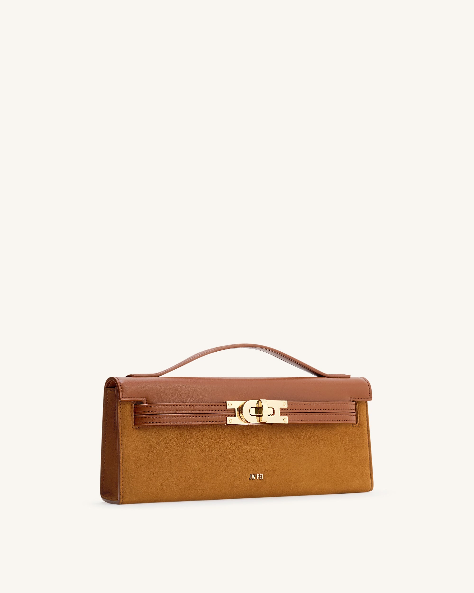 Bria Faux Suede Structured Top Handle Bag - Yellow Brown