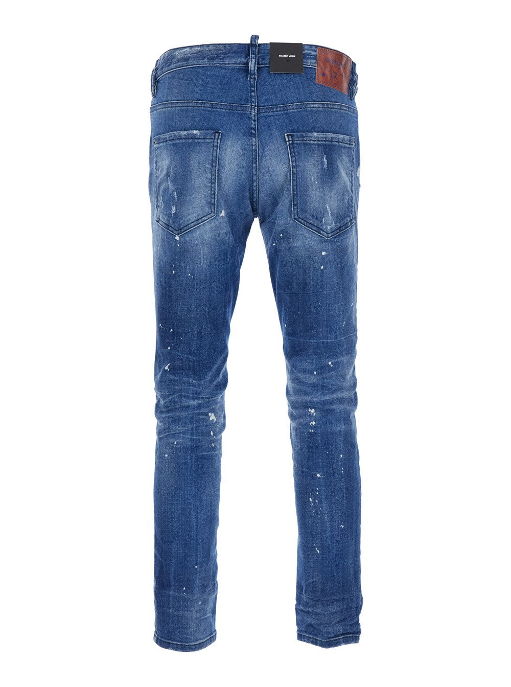 Dsquared2 'Skater' Blue Jeans with Logo Patch on the Rear and Distressed Effect in Denim Man