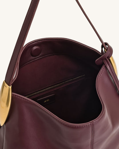 Nina Metal Charm Hobo Bag - Black