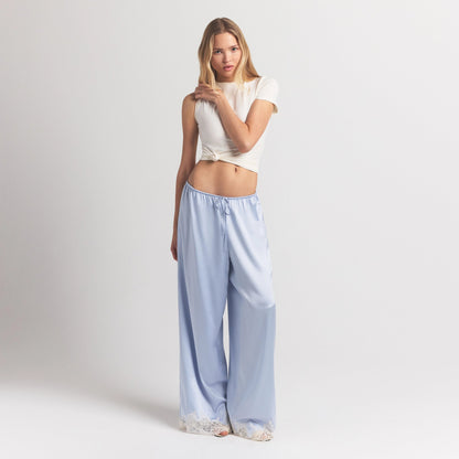 Silk Lace Straight Leg Pant