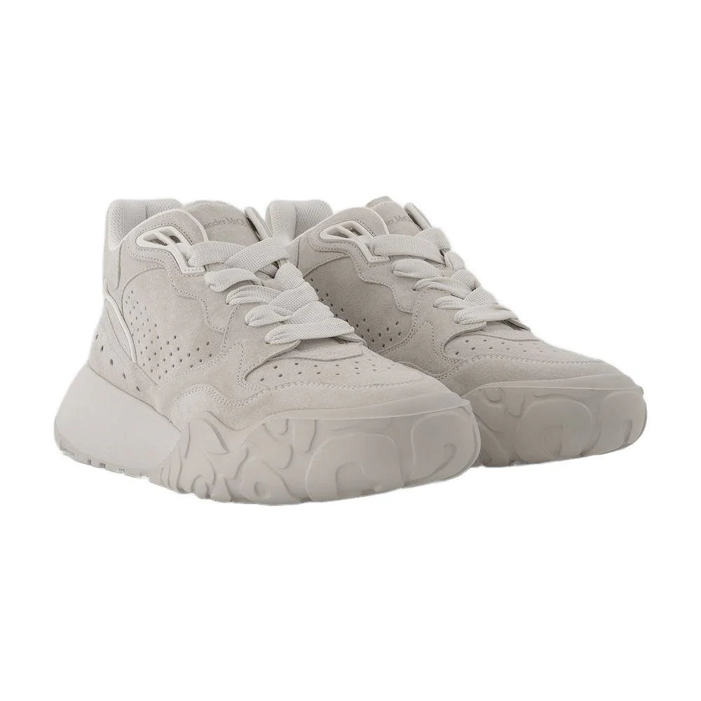 Men’s Reflective Beige Calfskin Sneakers with Rubber Sole – Made in Italy