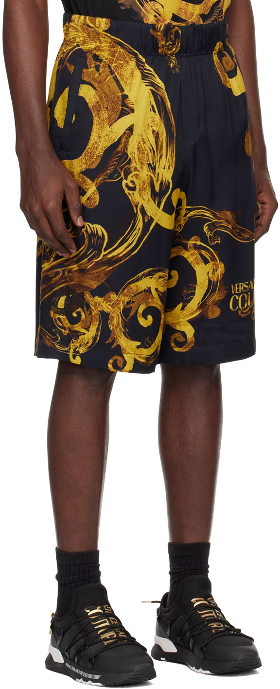 Black & Gold Watercolor Couture Shorts