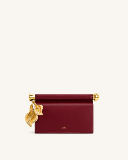 Holly Metal Pendant Embellished Clutch - Brown Canvas