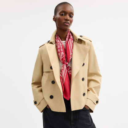Textured Signature Print Silk Square Scarf