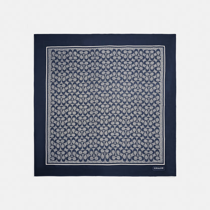 Textured Signature Print Silk Square Scarf
