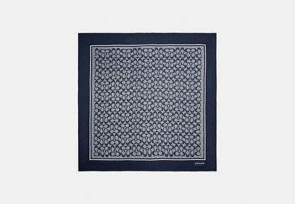 Textured Signature Print Silk Square Scarf