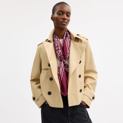 Textured Signature Print Silk Square Scarf