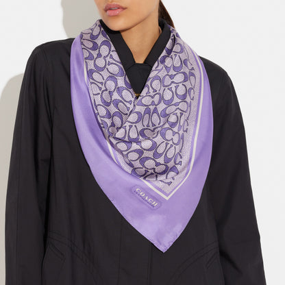 Textured Signature Print Silk Square Scarf