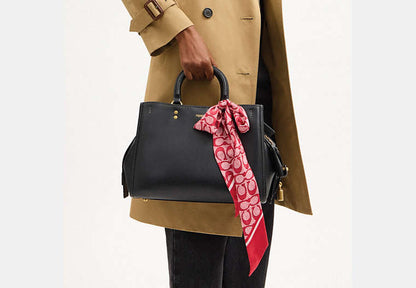 Textured Signature Print Silk Skinny Scarf