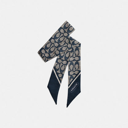 Textured Signature Print Silk Skinny Scarf