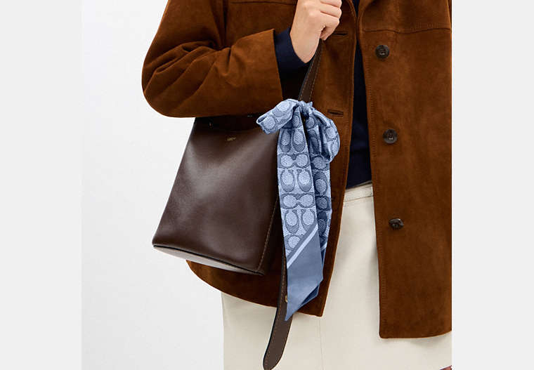 Textured Signature Print Silk Skinny Scarf
