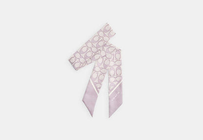 Textured Signature Print Silk Skinny Scarf