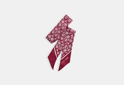 Textured Signature Print Silk Skinny Scarf