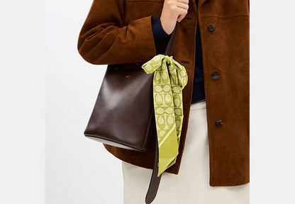 Textured Signature Print Silk Skinny Scarf