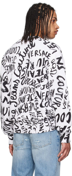 White Logo Pattern Sweater