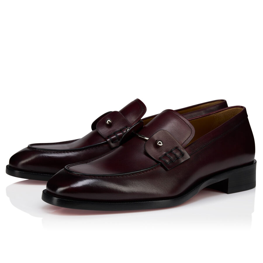 Christian Louboutin Chambelimoc Burgundy Leather Loafers