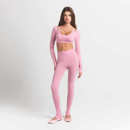 Wool Rib Long Sleeve Super Cropped Top