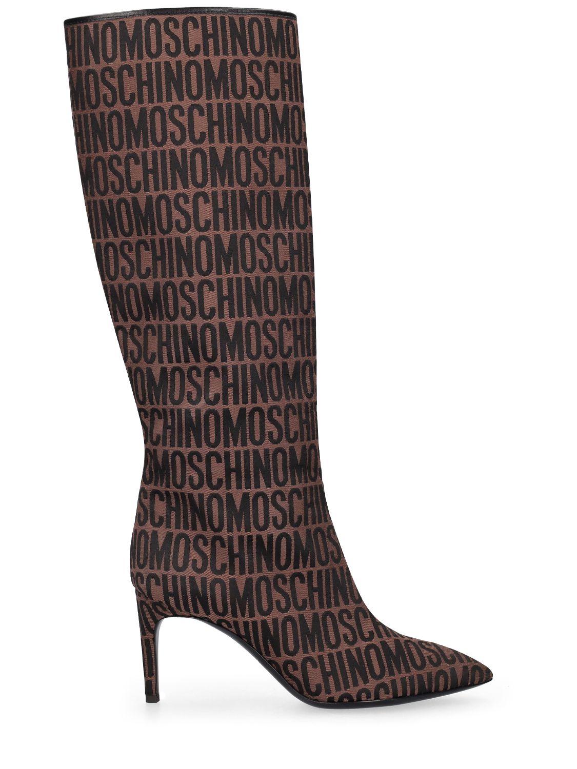 Moschino 75mm Logo jacquard tall boots