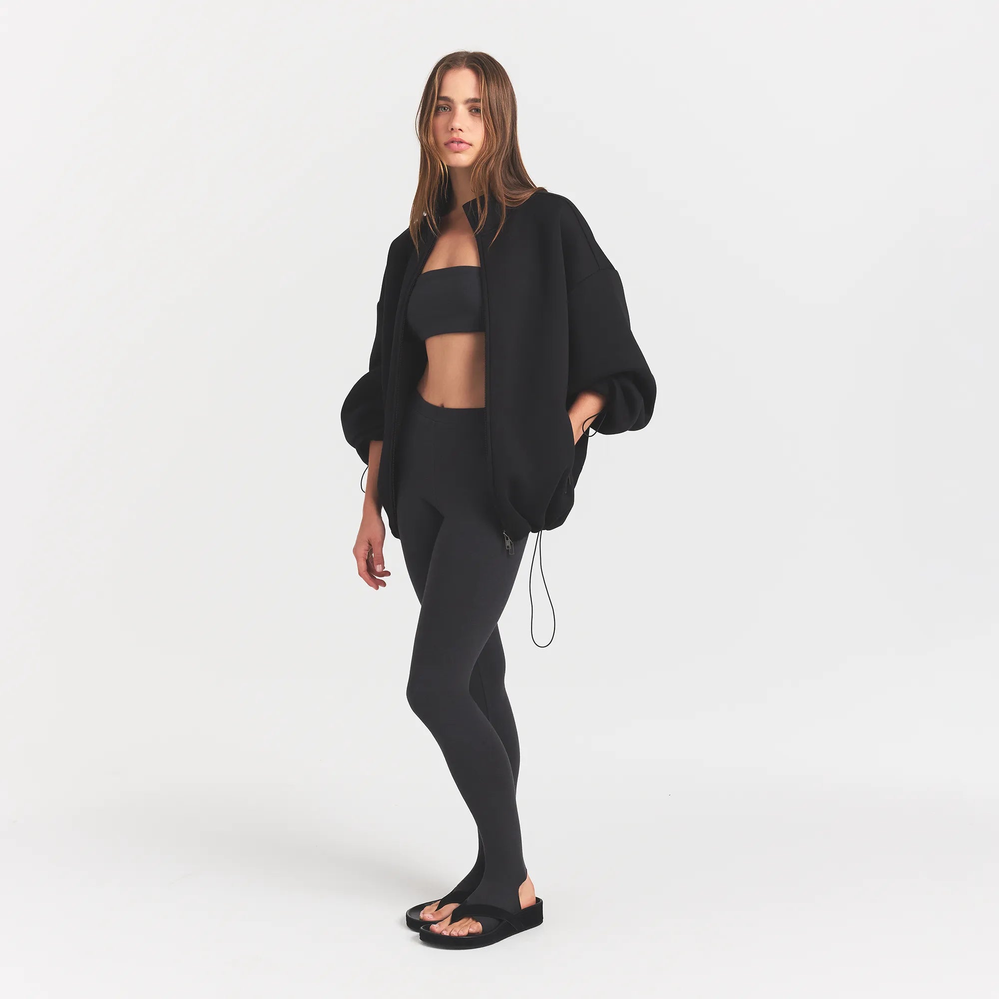 Neoprene Outerwear Oversized Mock Neck Jacket