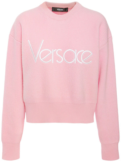 Versace Versace Logo rib knit crewneck sweater - Size: XXS Sweatshirts | Shop From The Mirage