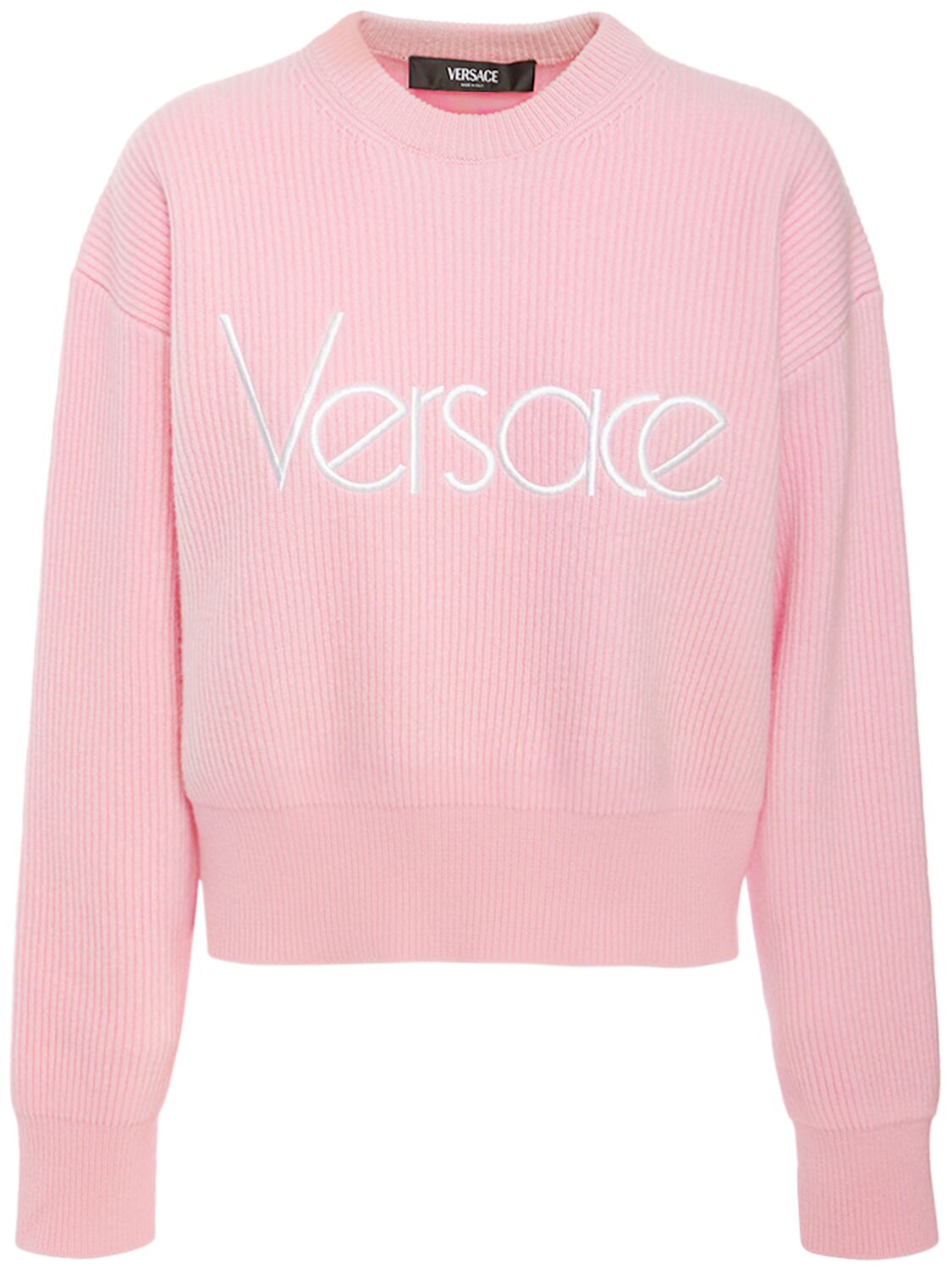 Versace Logo rib knit crewneck sweater