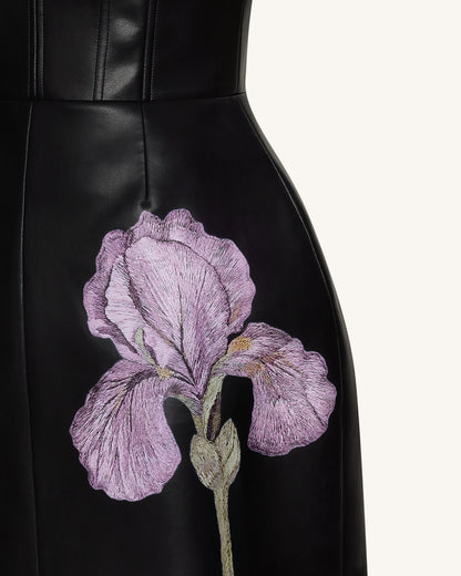 Iris Floral Print Corset Dress - Black