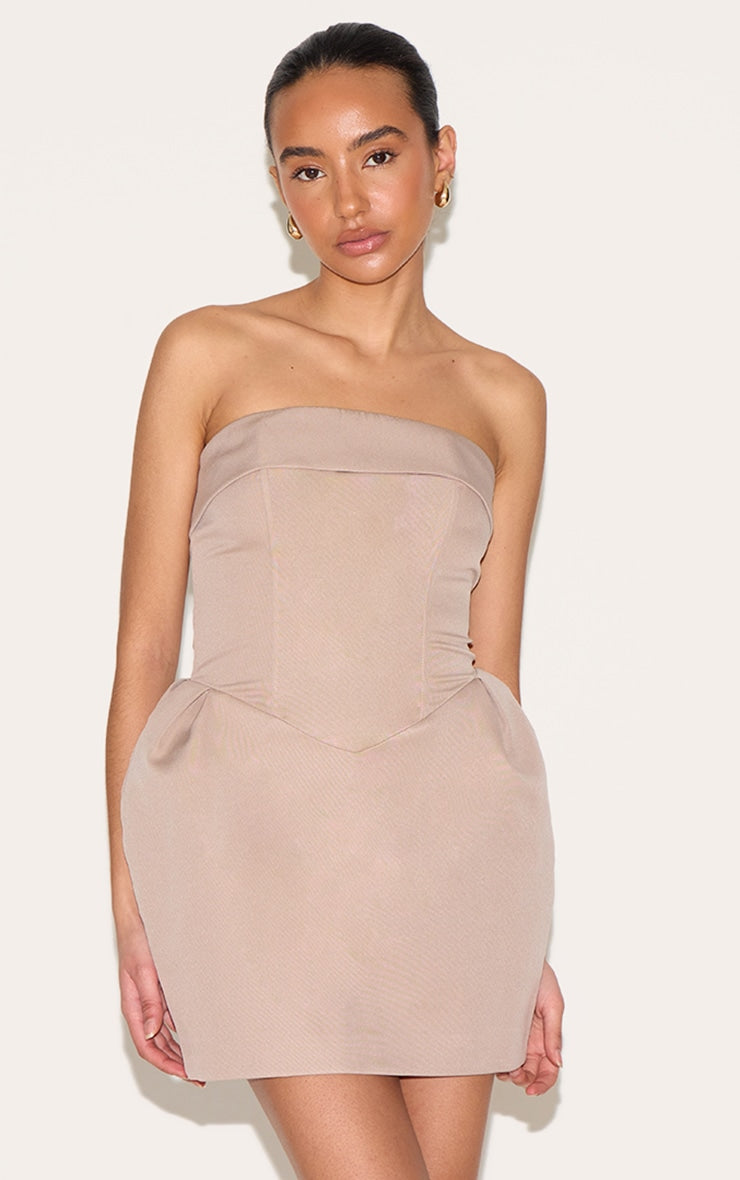 Petite Mushroom Bandeau Woven Mini Dress