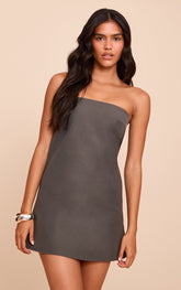 Charcoal Tailored Woven Bandeau Shift Dress