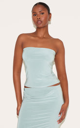 Sage Double Layer Slinky Bandeau Top