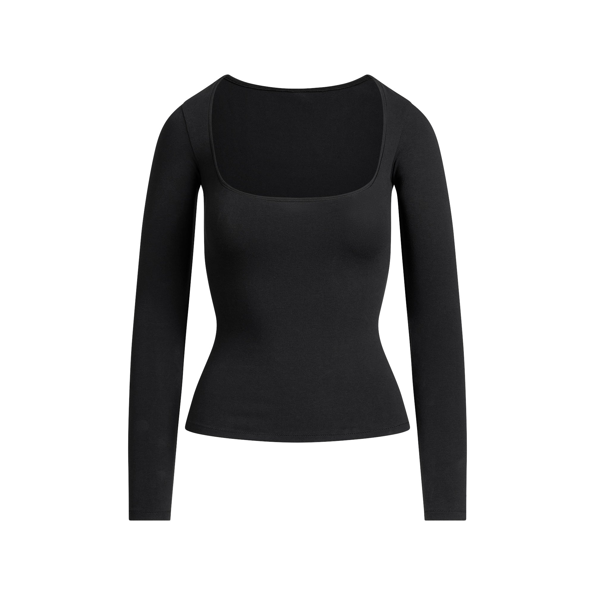 Cotton Jersey Scoop Neck Long Sleeve Top