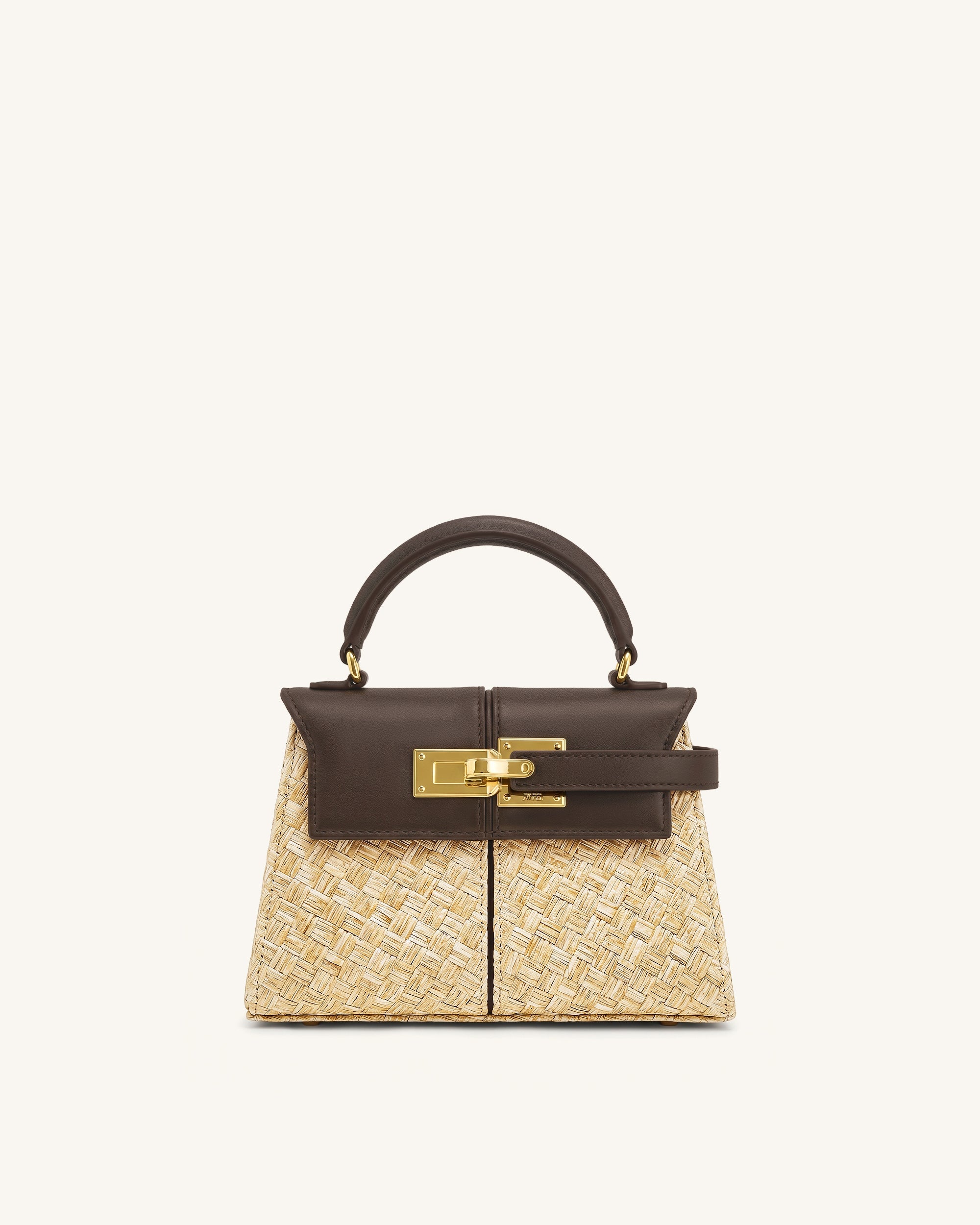 Elise Faux Straw Handbag - Brown