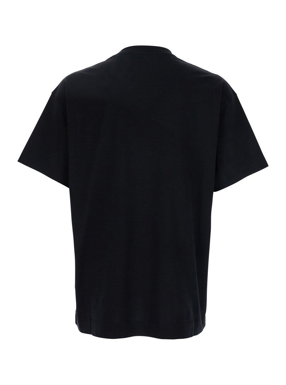 Givenchy Black Crewneck T-Shirt with Embossed Logo on Front in Cotton Man