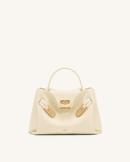 Rhea Small Pebbled Double Buckle Shoulder Bag - Black