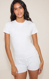 Grey Marl Jersey Short Sleeve Pj Top