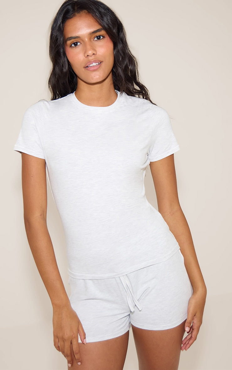 Grey Marl Jersey Short Sleeve Pj Top