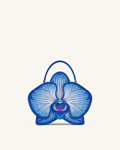 Flora Orchid Shaped Top Handle Bag - Blue