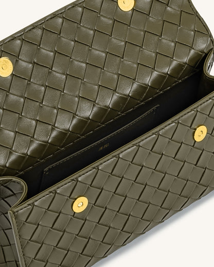 Keyla Weave Texture Top Handle Bag - Olive Green