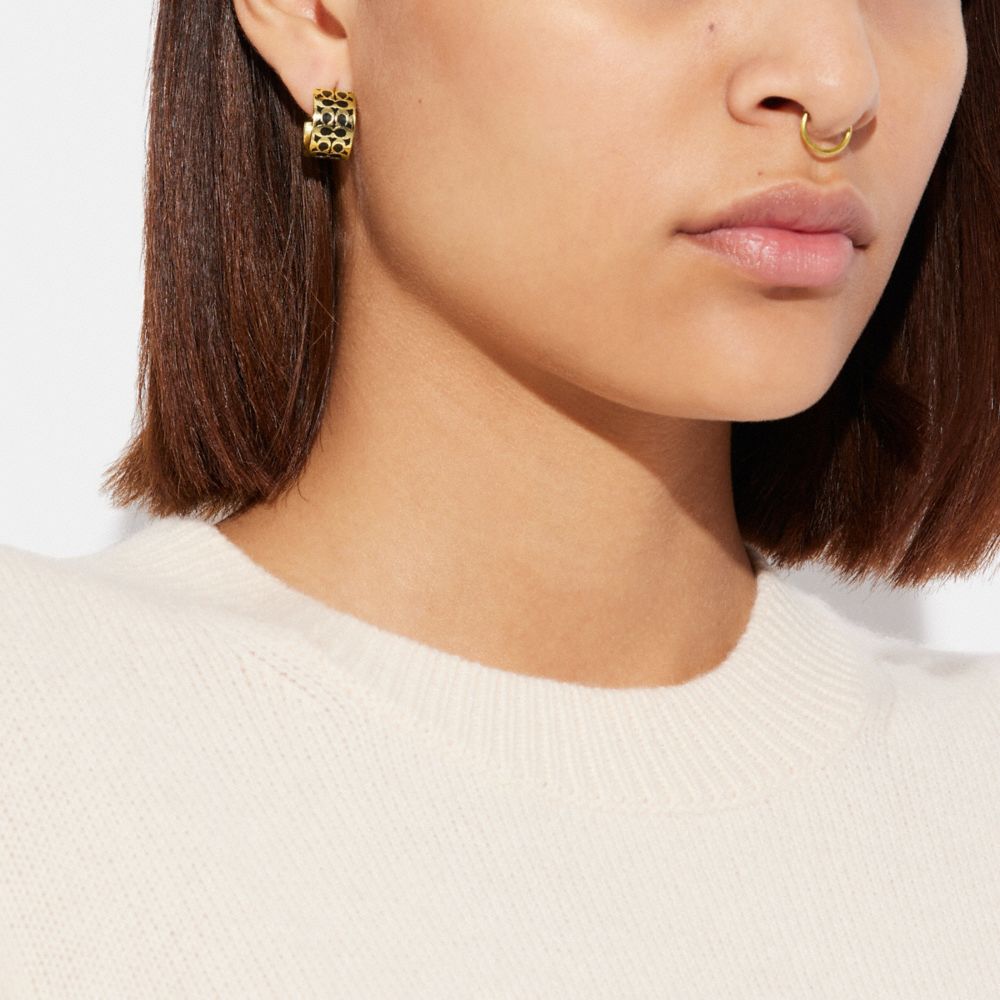 Signature Enamel Huggie Earrings