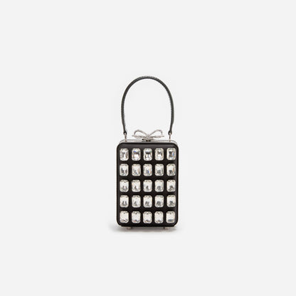 Black Satin Crystal Micro Bag