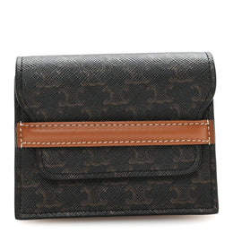 Triomphe Canvas Business Card Holder Tan