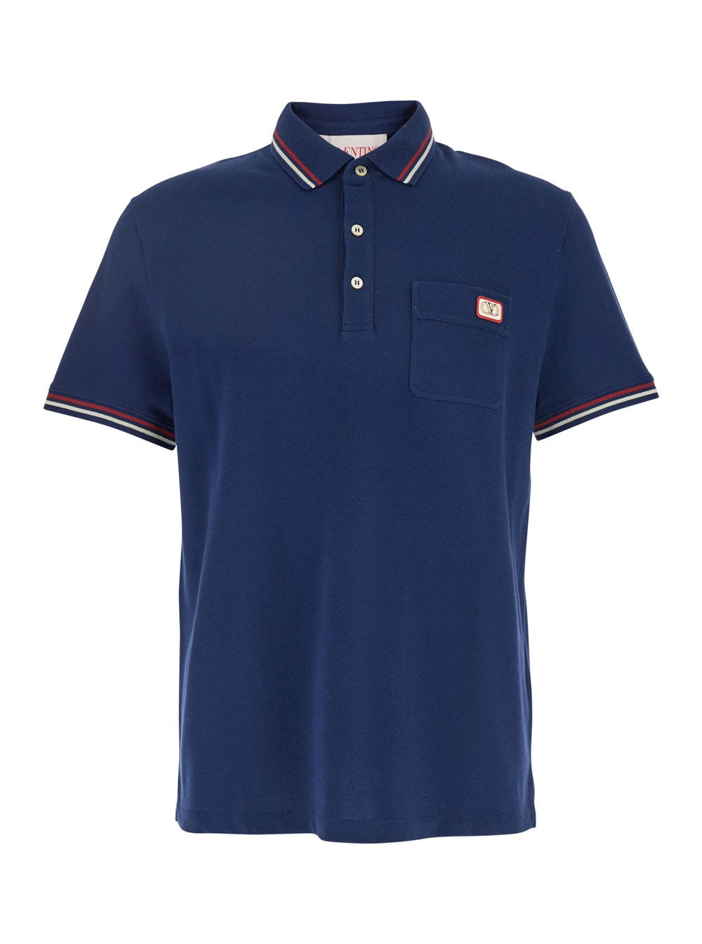 Valentino Blue Polo Shirt with Classic Collar and Logo Patch on the Front in Cotton Man £ 475.00 -40% £ 285.00